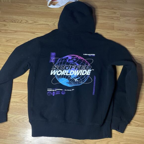 Scuffed Worldwide Hoodie Medium Misfits Gradient Globe Black Pullover Sweatshirt